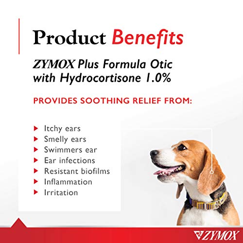 Zymox Advanced Formula Otic Plus Enzymatic Ear Solution for Dogs and Cats | with 1% Hydrocortisone, 1.25oz - Mart Station